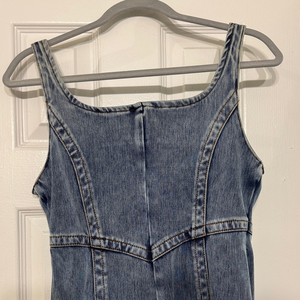 True Religion Light Blue Denim Zip-Front Mini Dress - Picture 6 of 7